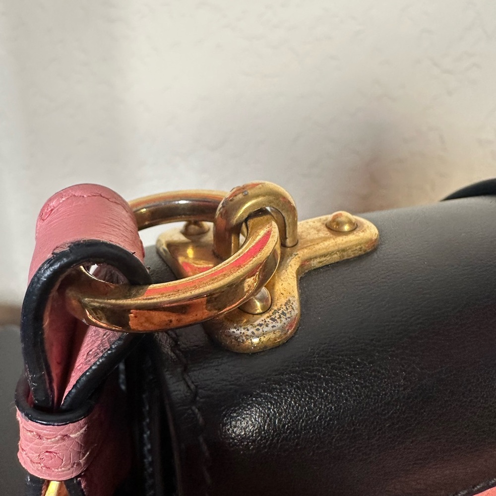 Prada Cahier Ostrich Pink & Black Leather Hand & Crossbody Bag - Picture 14 of 16